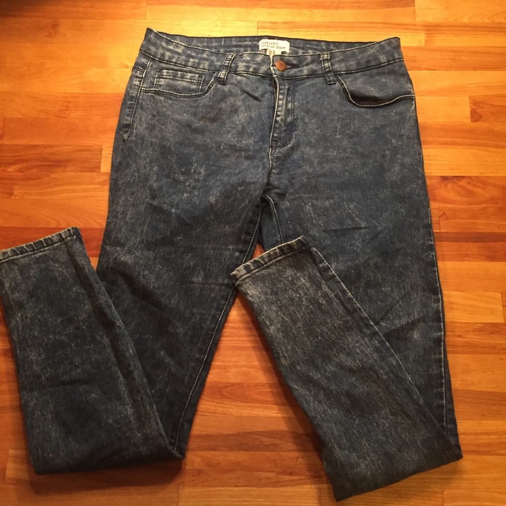 Dark Blue Acid Wash Jeans